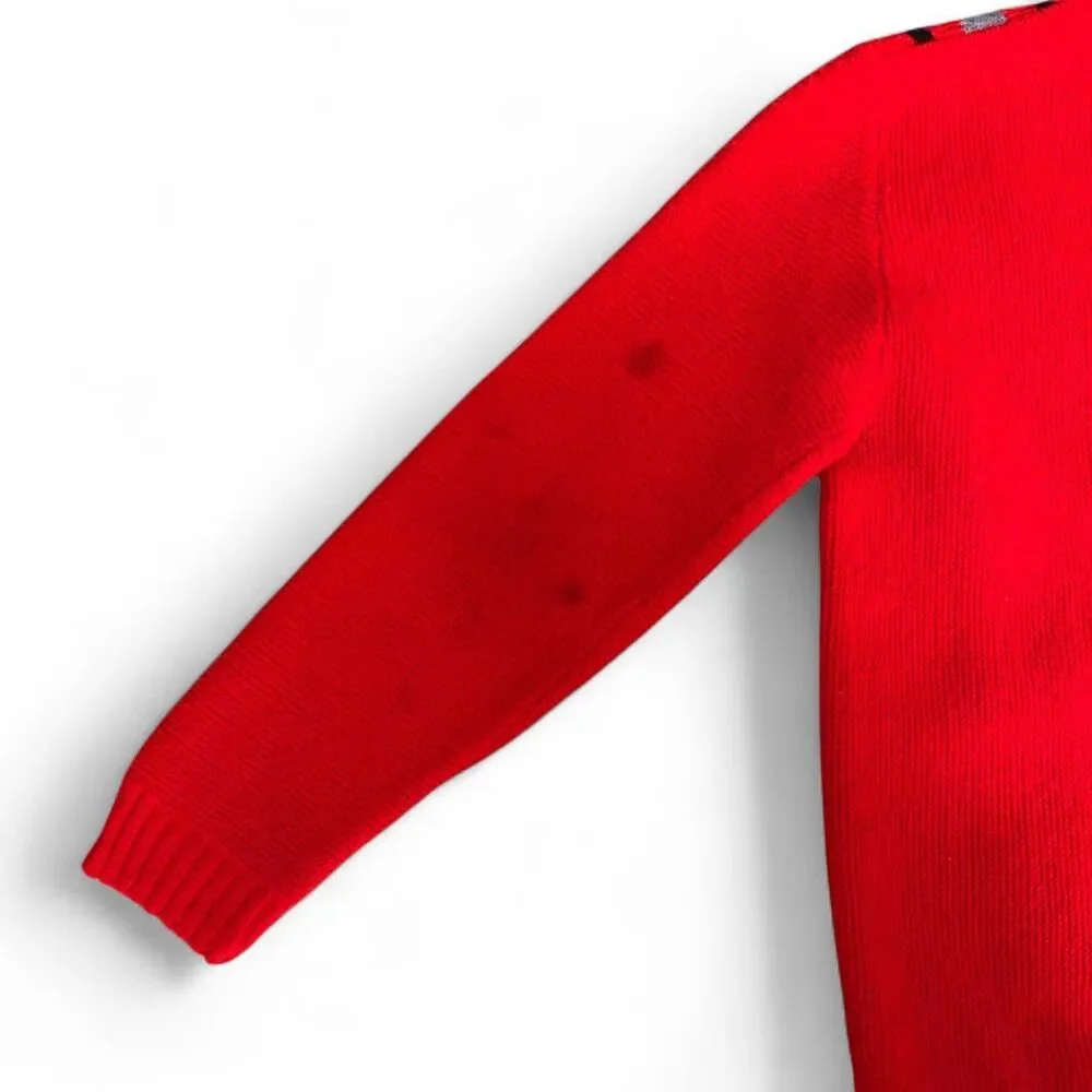 Vintage 70s kids red Cardigan sweater size 6-8 years old